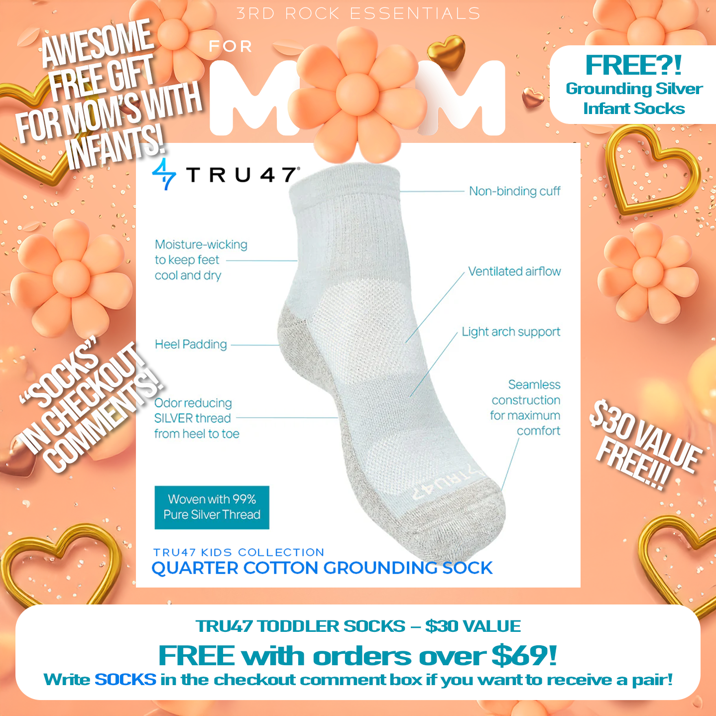 FREE Infant Grounding Socks from TRU47 with orders over $69