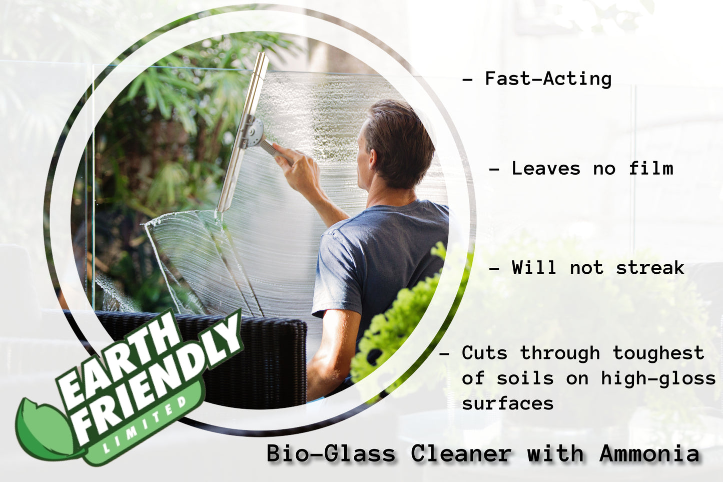 Earth Friendly VOC FREE Bio-Glass Cleaner with Ammonia