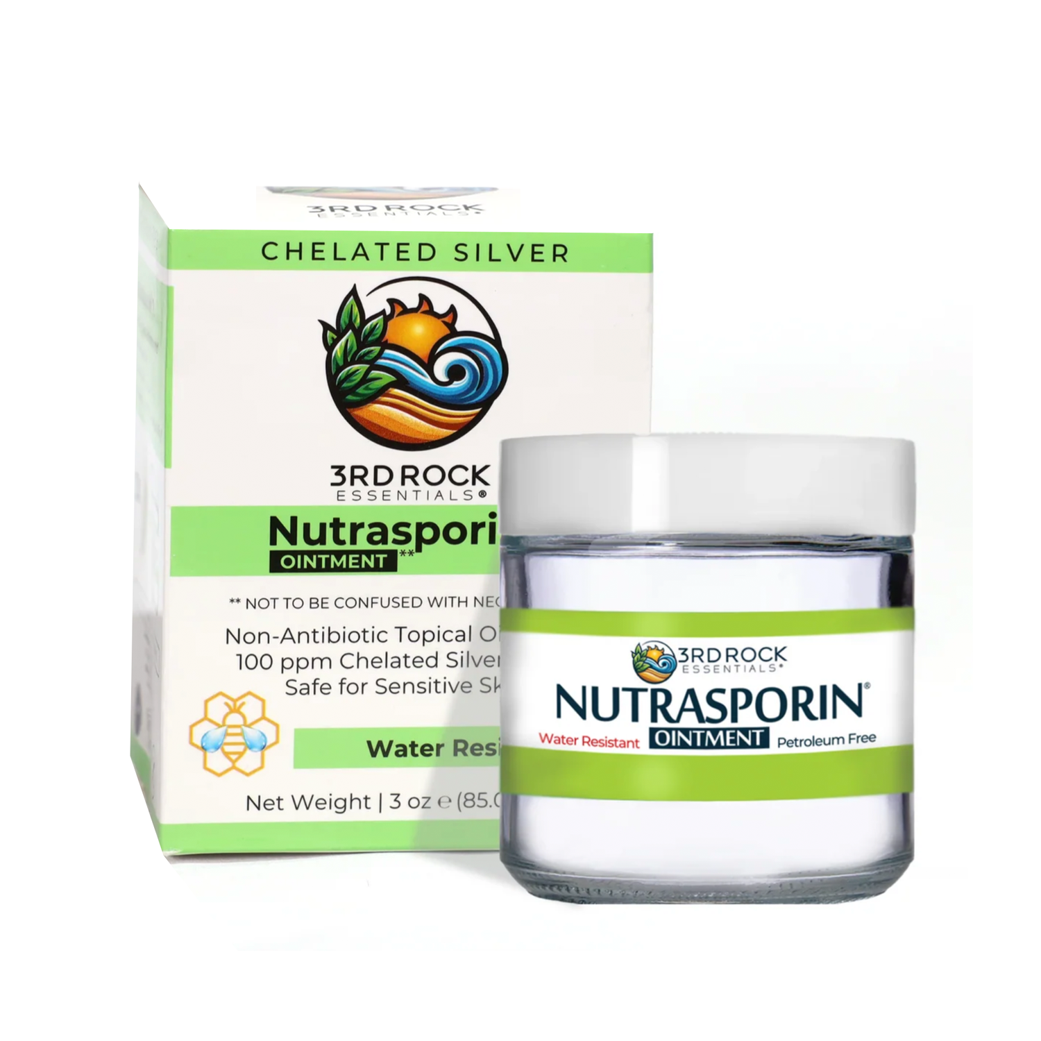 Nutrasporin® - 3oz JAR - All Natural First Aid Ointment 100ppm Silver Gel (Water Resistant)