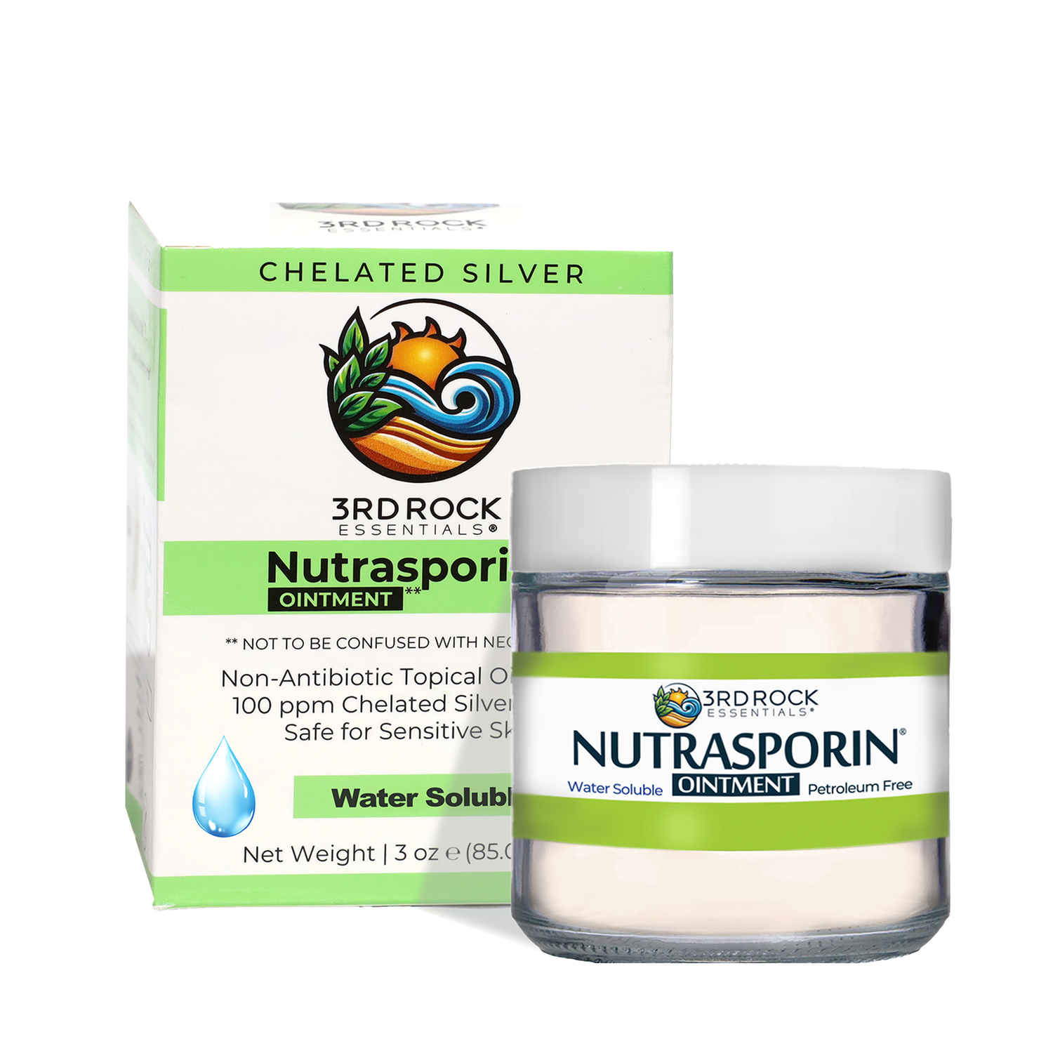 Nutrasporin® - 3 oz JAR - All Natural First Aid Ointment 100ppm Silver Gel
