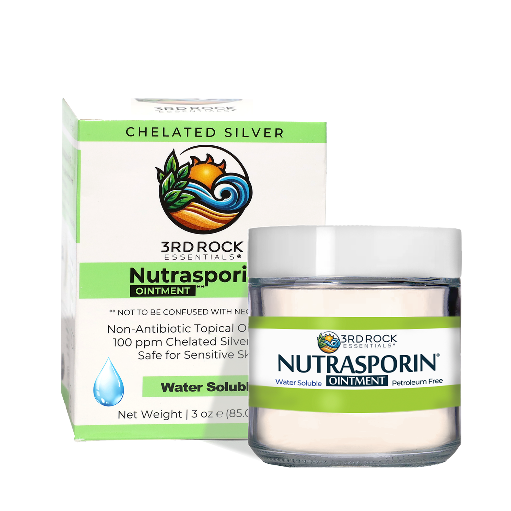Nutrasporin® - 3 oz JAR - All Natural First Aid Ointment 100ppm Silver Gel