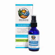 Silver Infusion 150 PPM Chelated Silver Oxide dietary supplement spray in 2 oz. glass bottle
