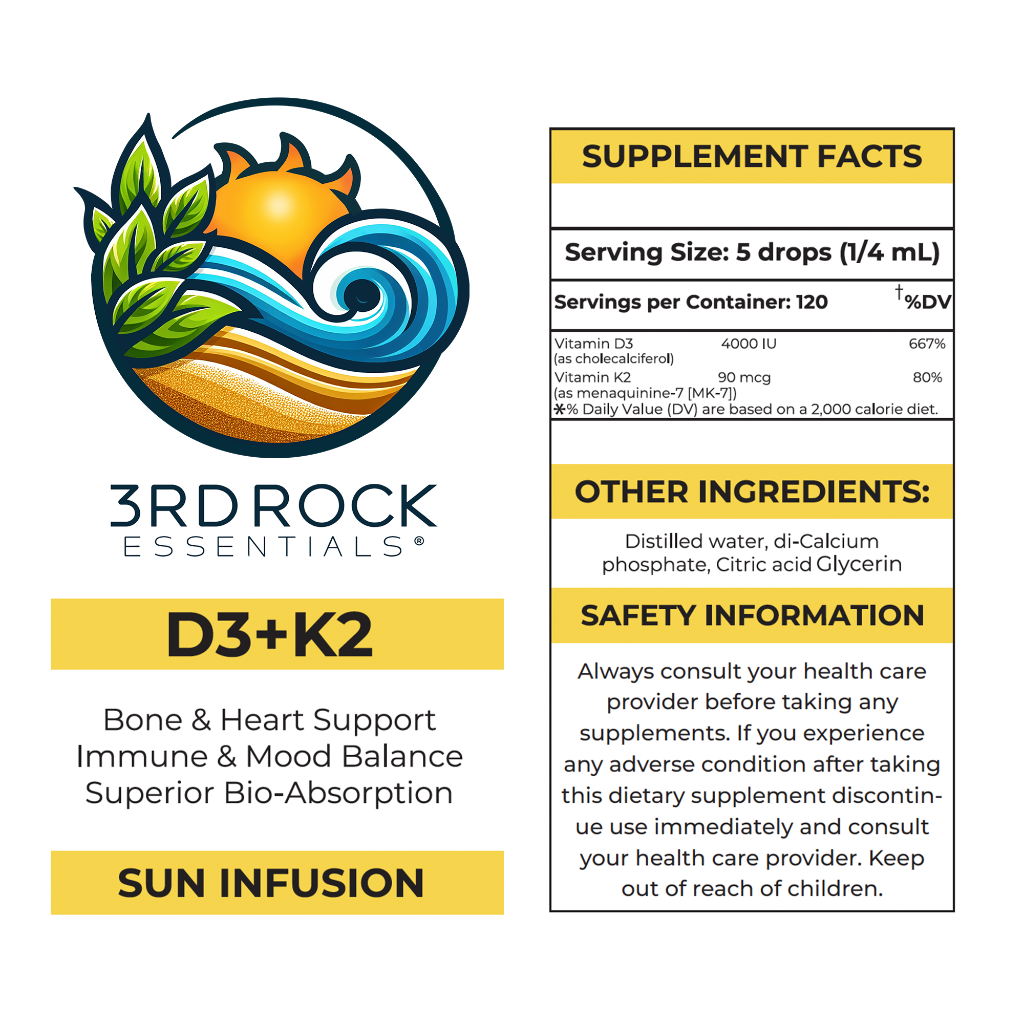 Vitamin D3 + K2 Liquid (Chelated) — 1 fl oz