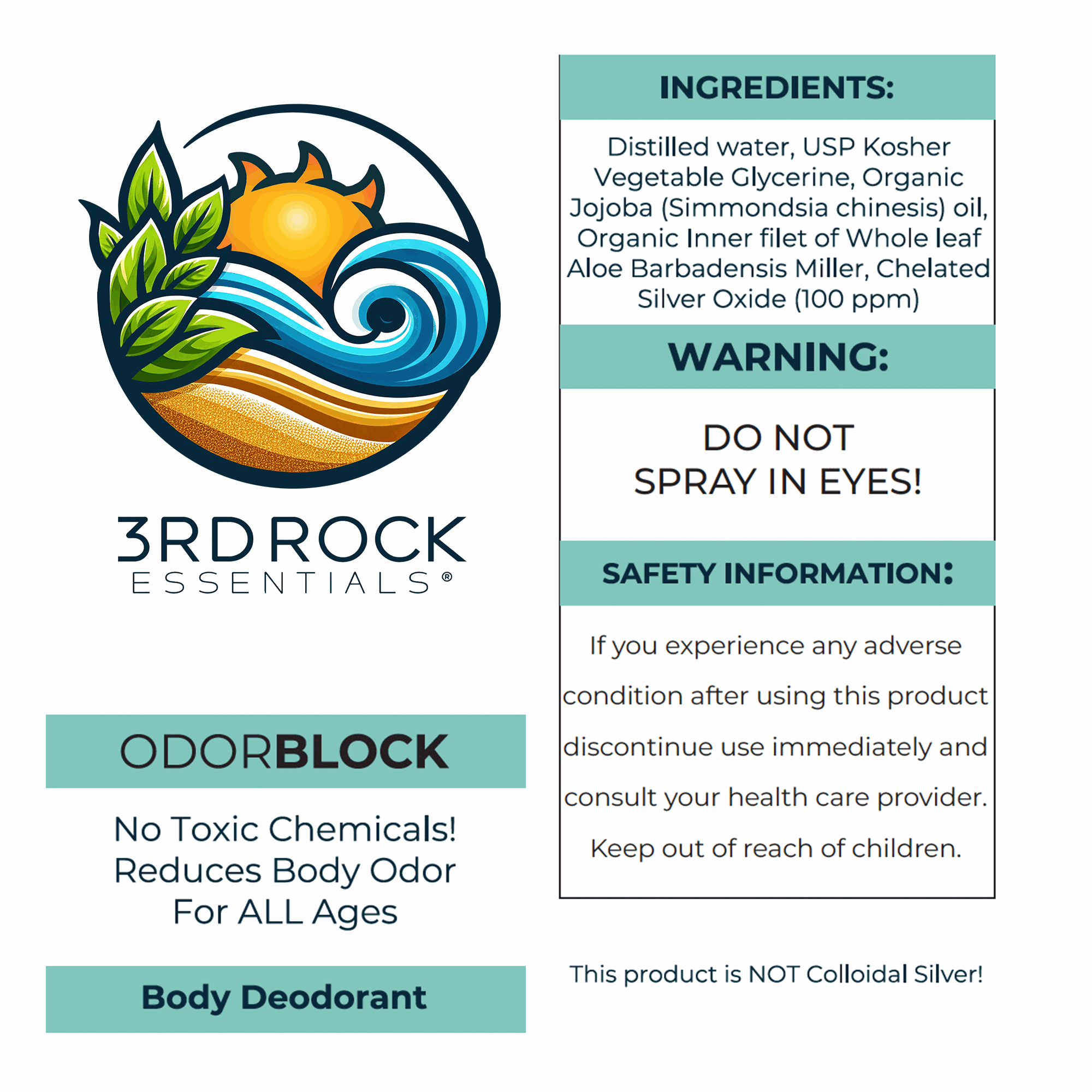 ODORBlock™ Body Deodorant spray bottle, natural non-toxic aluminum-free deodorant for odor protection
