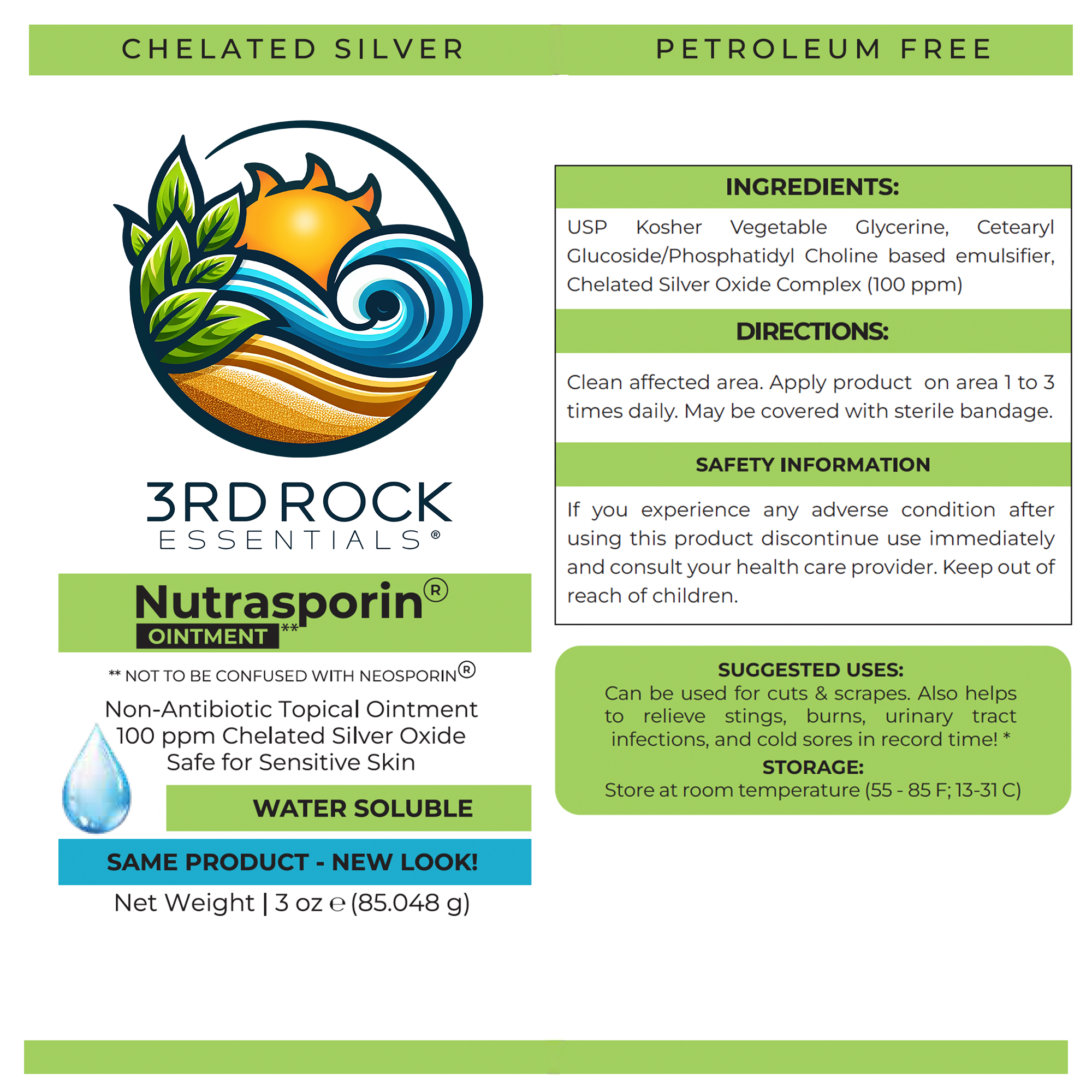 Nutrasporin® - 3 oz JAR - All Natural First Aid Ointment 100ppm Silver Gel