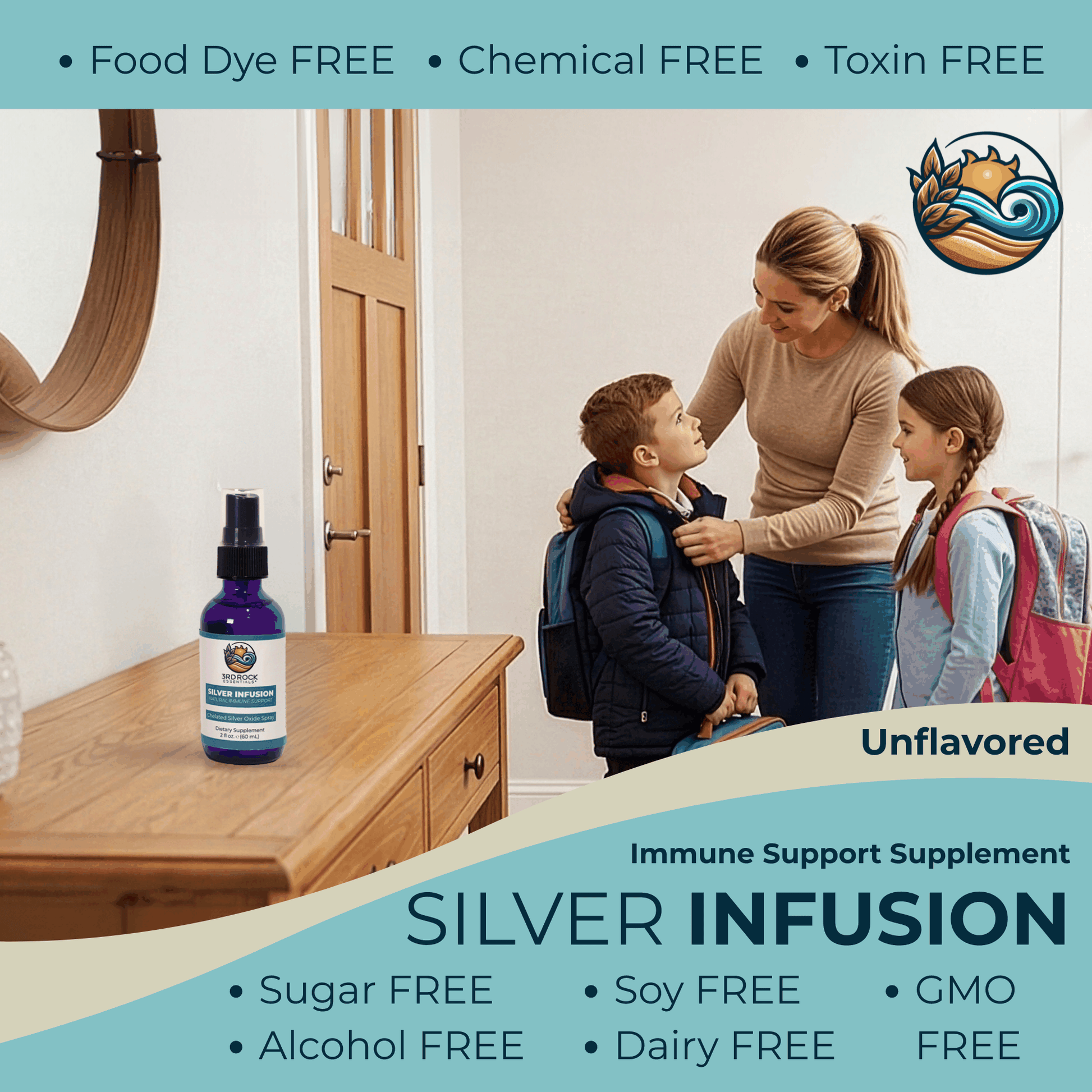 Silver Infusion 150 PPM Chelated Silver Oxide dietary supplement spray bottle 2 oz