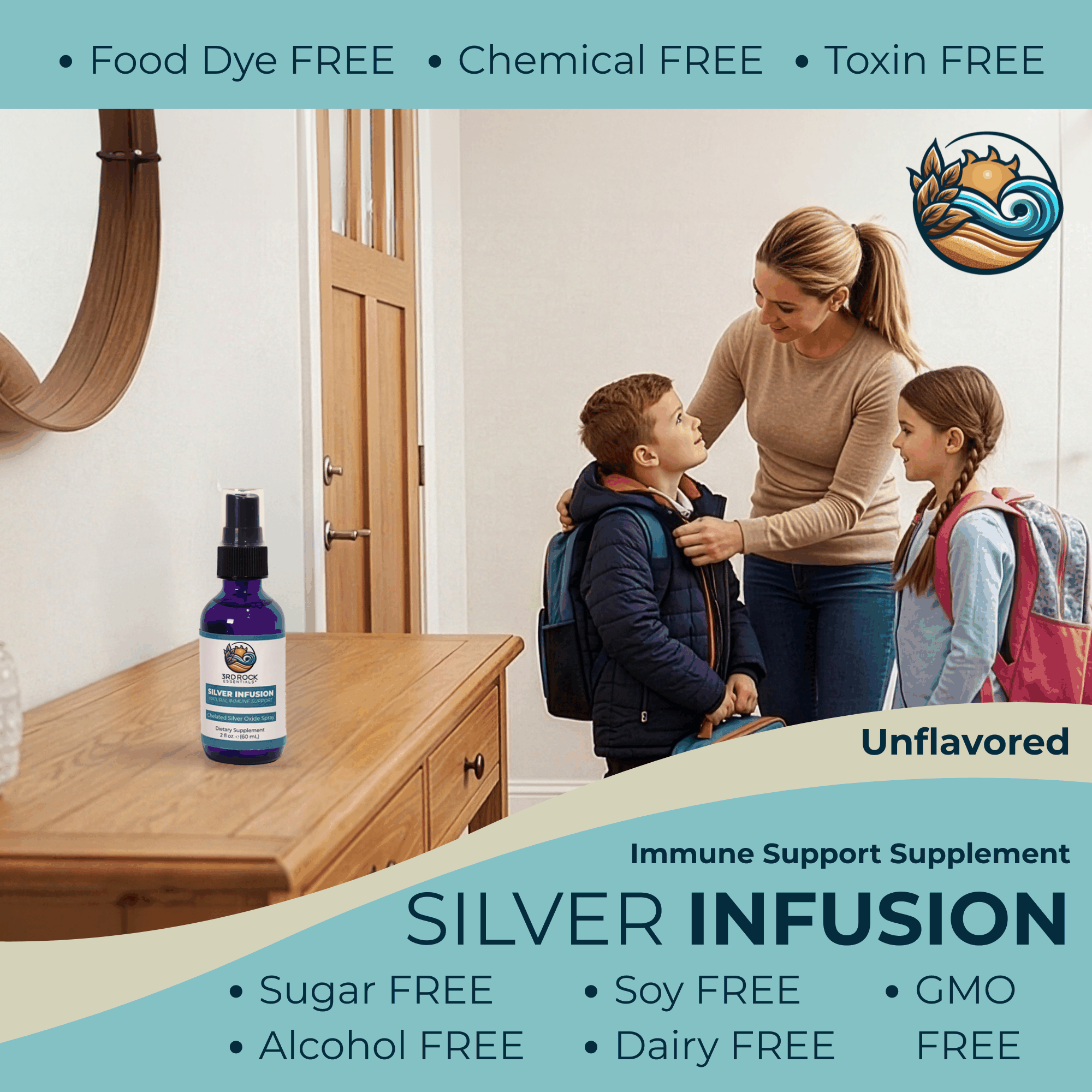Silver Infusion 150 PPM Chelated Silver Oxide dietary supplement spray bottle 2 oz