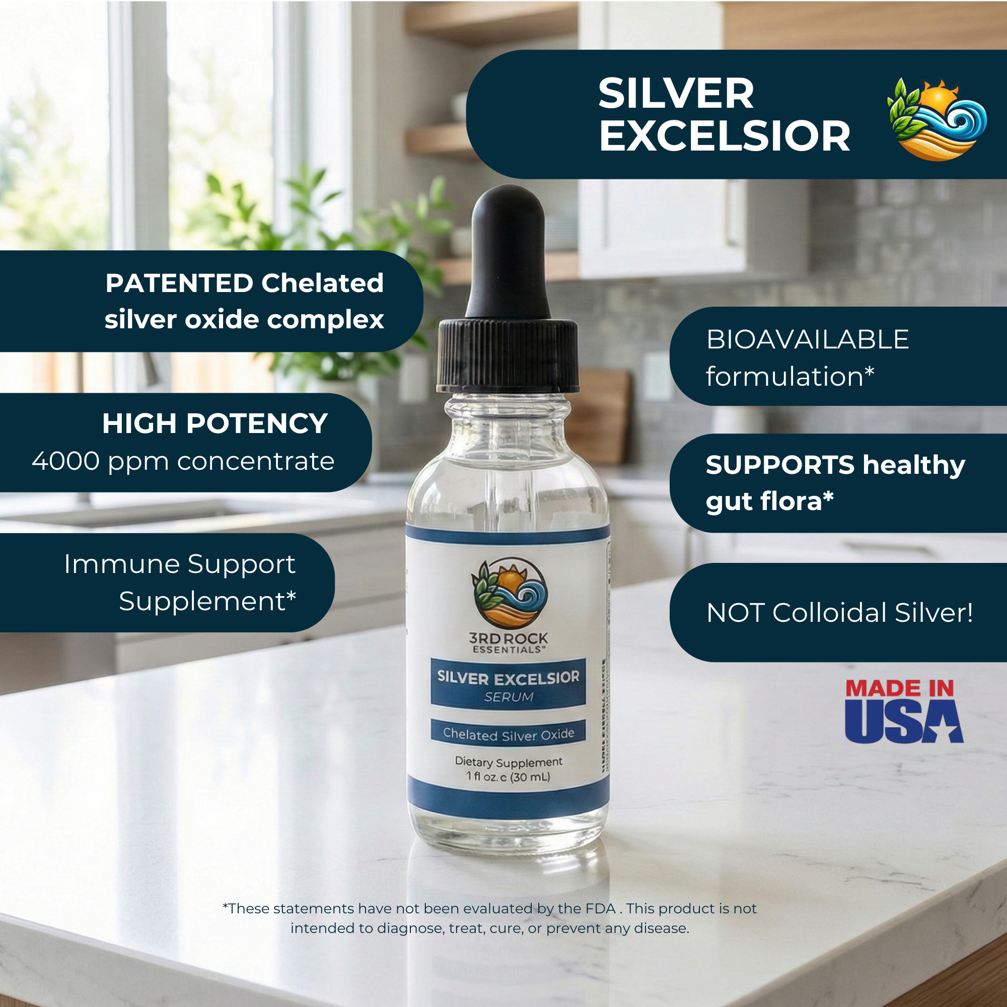 Silver Excelsior Serum - 4000 PPM Silver Oxide Dietary Supplement