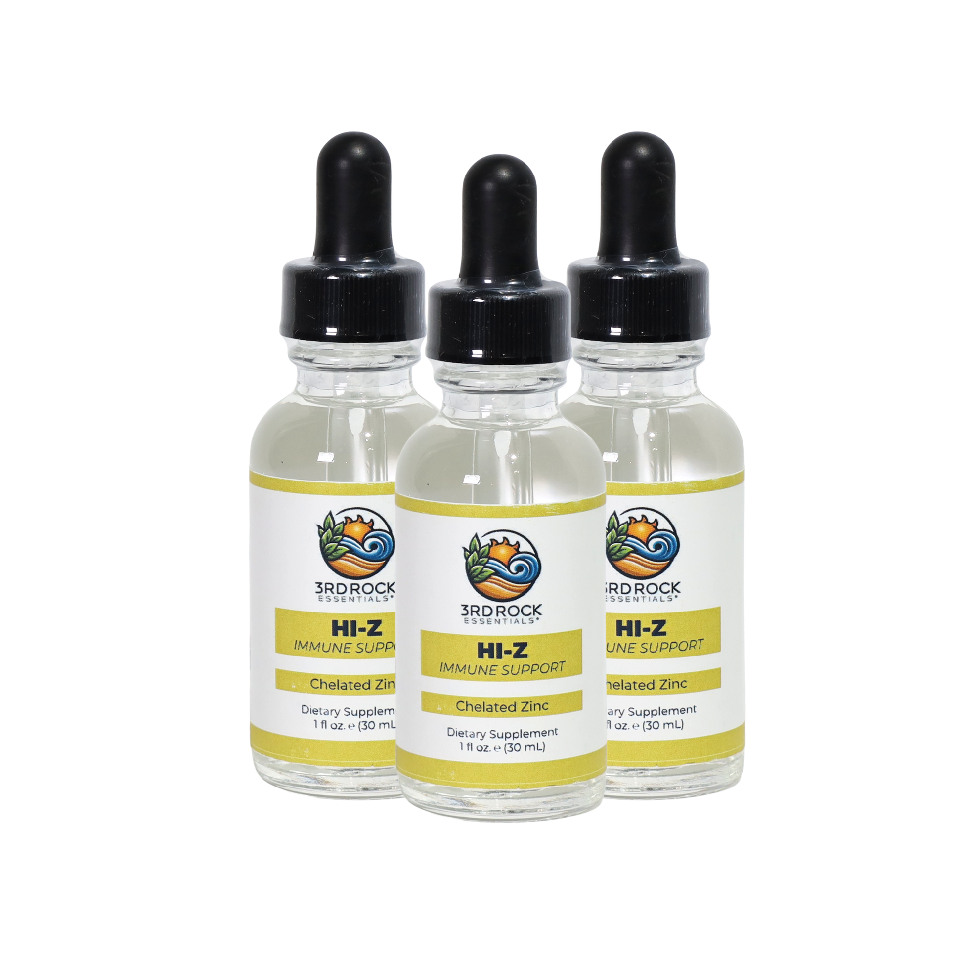 HI-Z liquid zinc chelated zinc citrate supplement bottle 1 fl oz for immune support and skin health