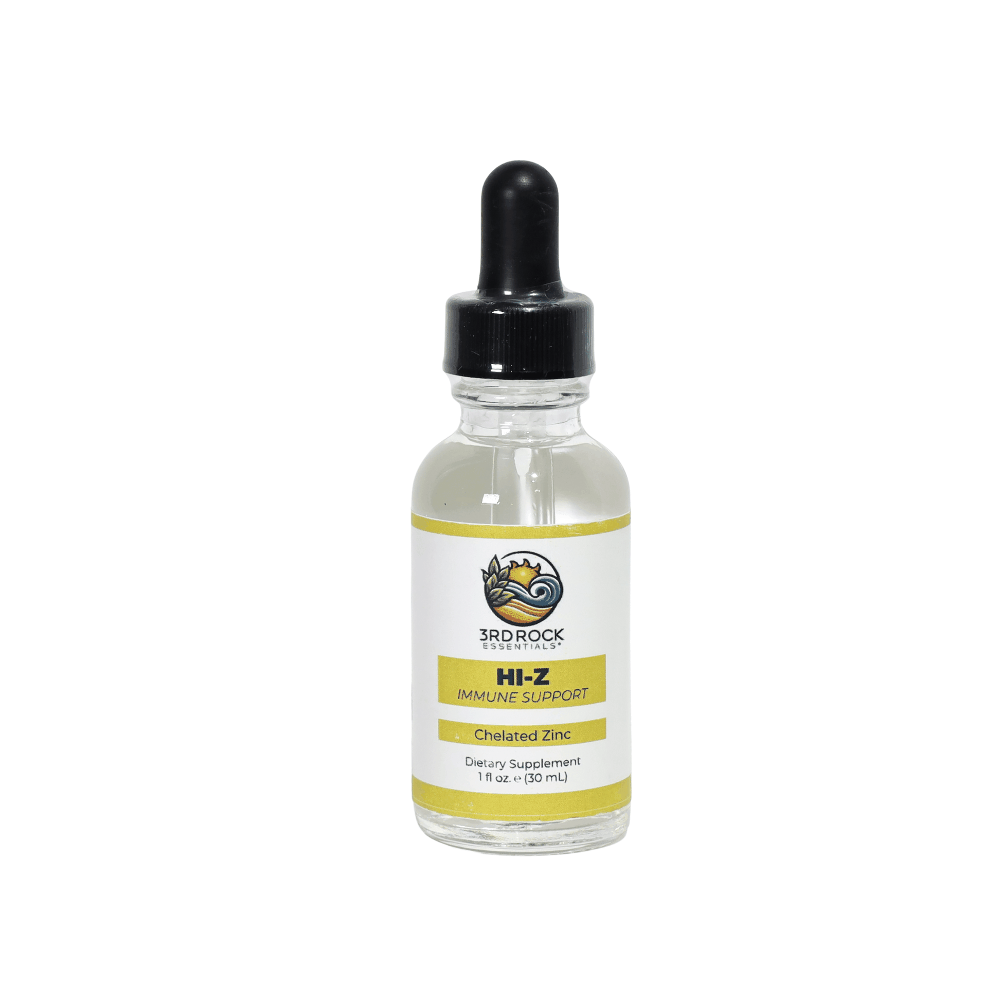 HI-Z Chelated Zinc Citrate liquid supplement 1 fl oz bottle for immune support and skin health
