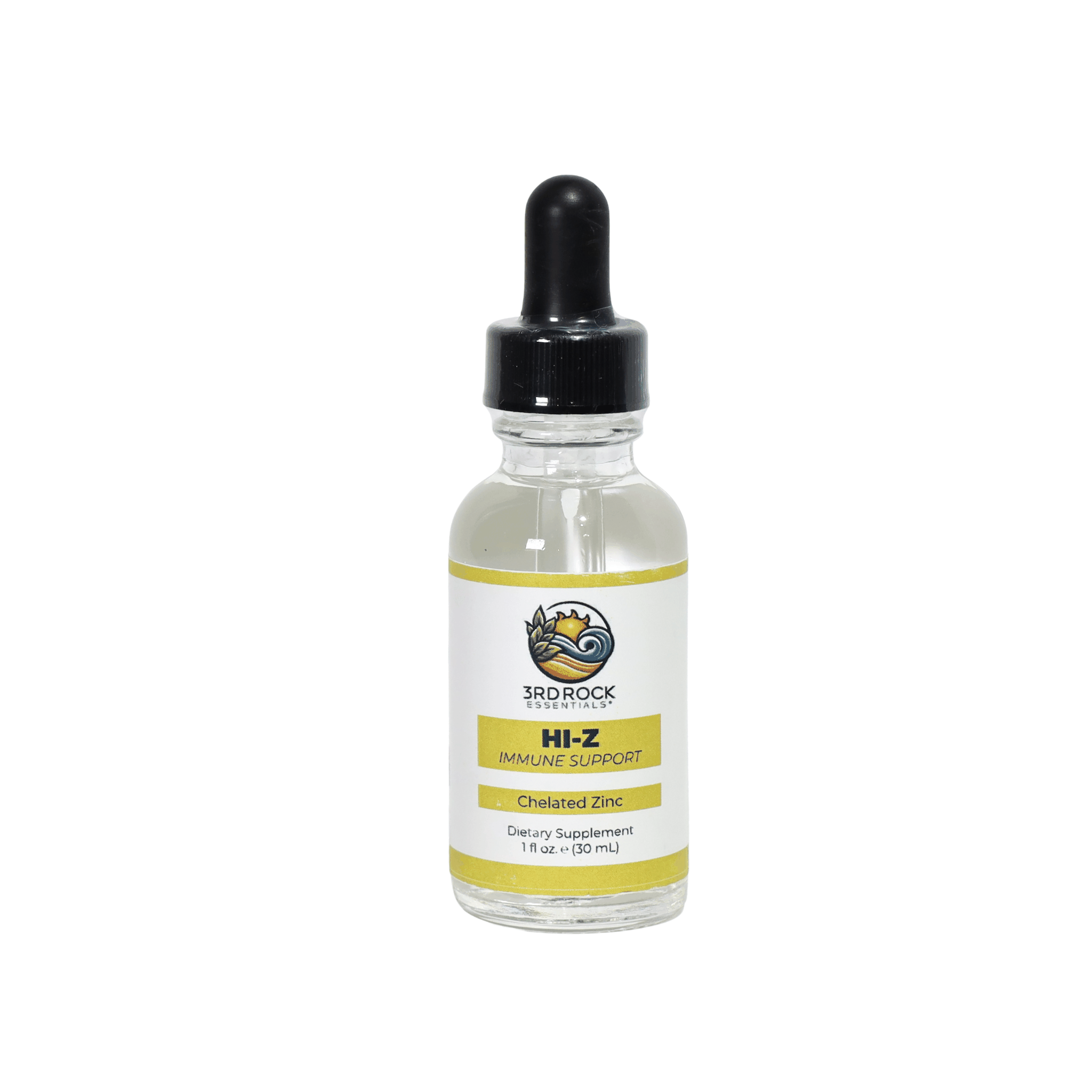 HI-Z Chelated Zinc Citrate liquid supplement 1 fl oz bottle for immune support and skin health