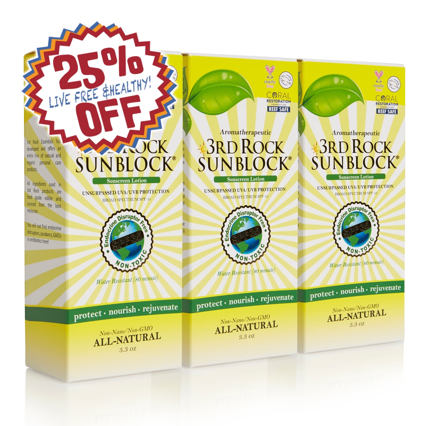 3rd Rock Sunblock® Sunscreen Lotion - Aromatherapeutic - Zinc Oxide 35 SPF