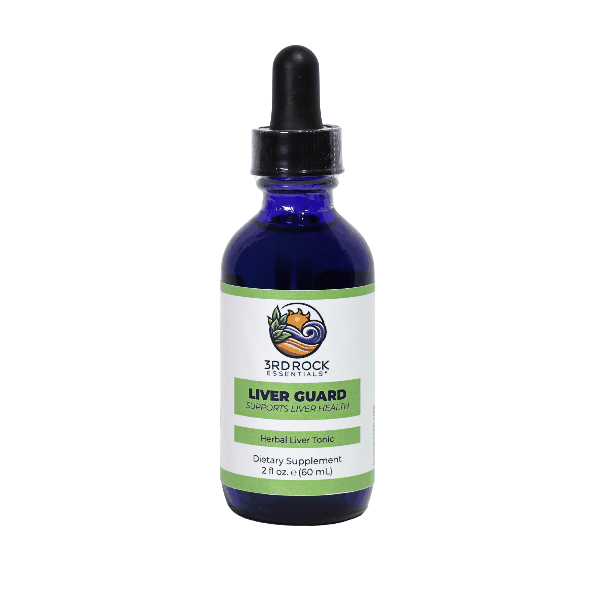 Bottle of Liver Guard liquid dietary supplement by 3rd Rock for liver health and metabolic wellness