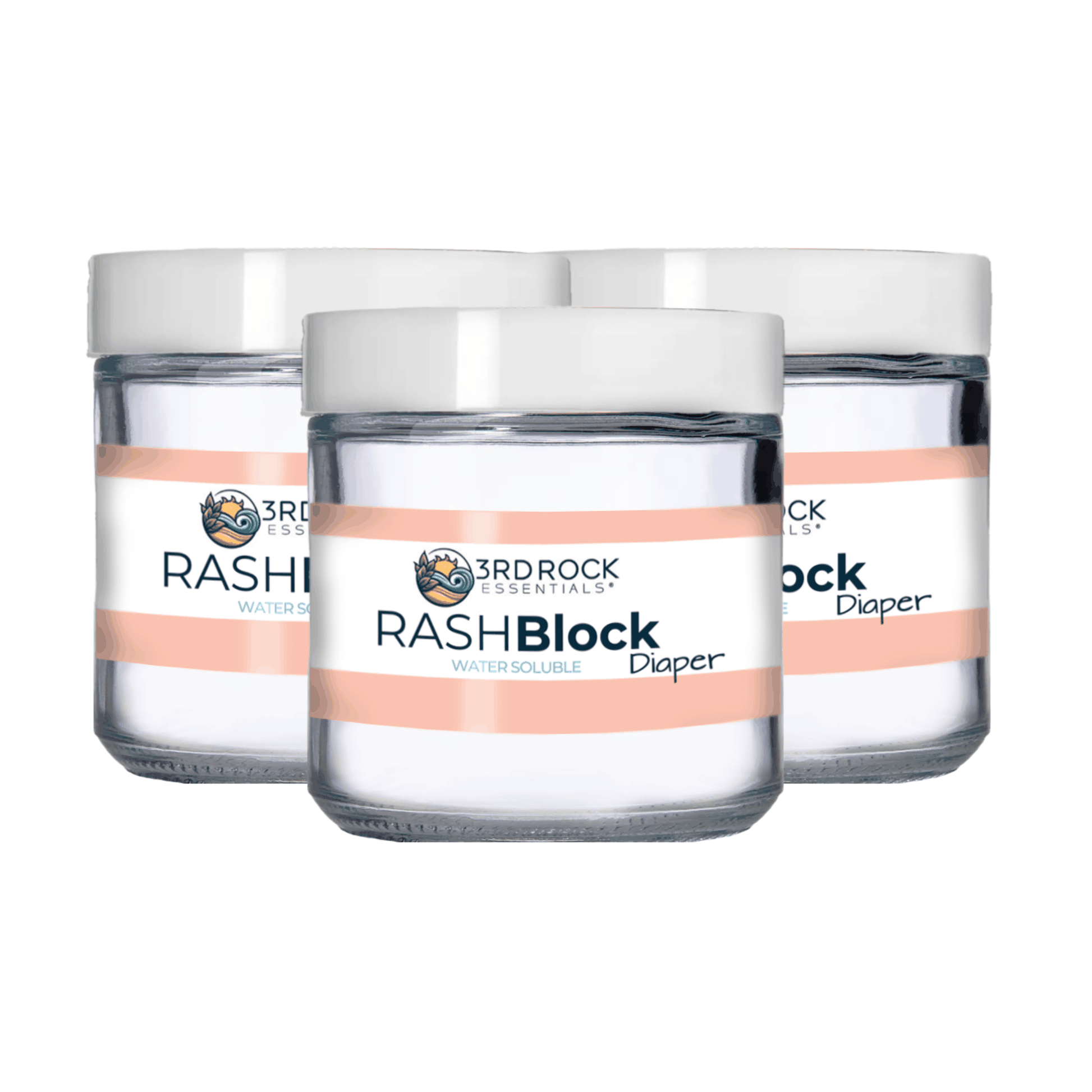 3-pack of RASHBlock® Diaper 75ppm Water Soluble Silver Gel 3oz natural diaper ointment