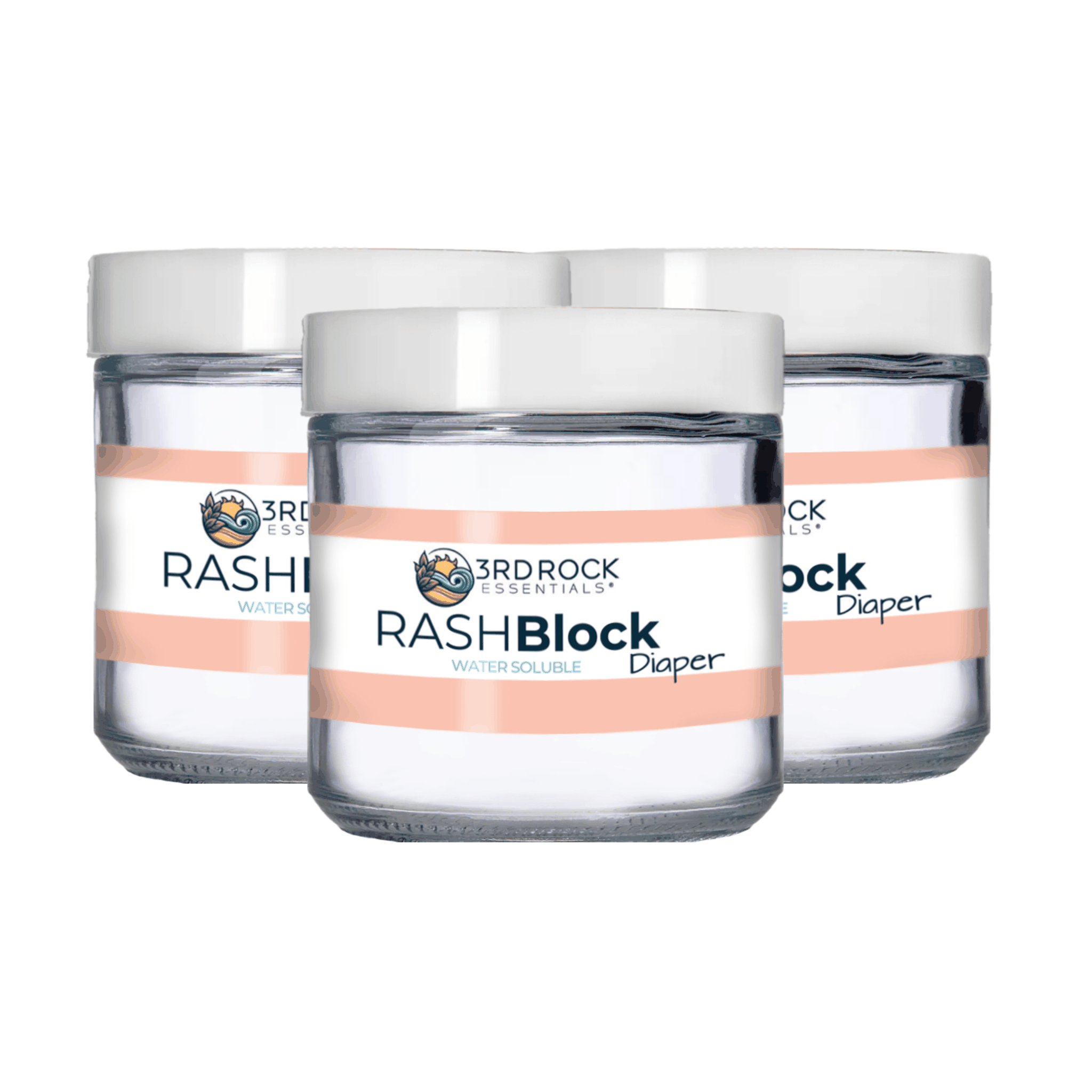 3-pack of RASHBlock® Diaper 75ppm Water Soluble Silver Gel 3oz natural diaper ointment