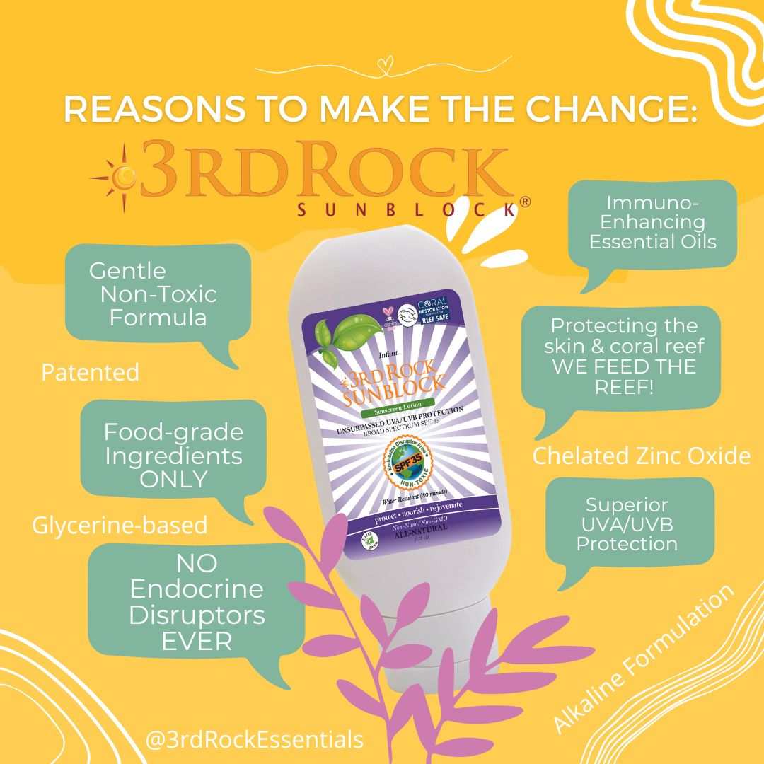 3rd Rock Sunblock® Infant SPF 35 natural zinc oxide sunscreen lotion bottle with organic ingredients and hypoallergenic formula