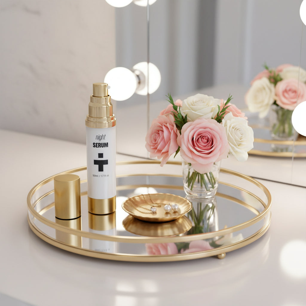 Night Serum Pro on vanity tray