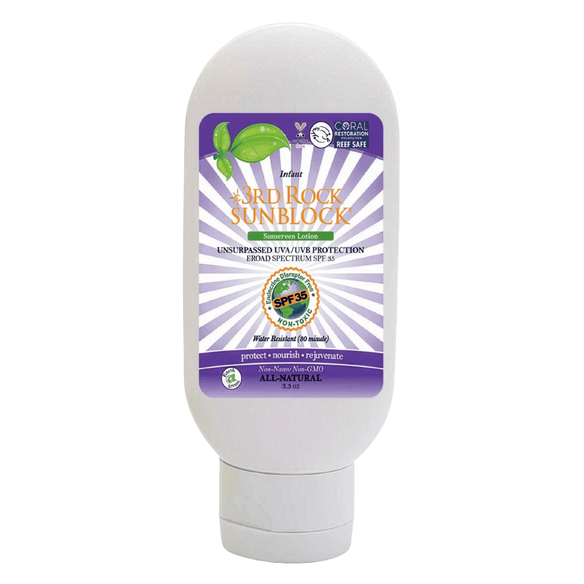 3rd Rock Sunblock® infant sunscreen SPF 35 natural zinc oxide lotion bottle with organic ingredients