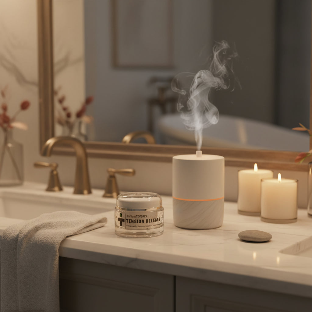 Tension Release Gel bathroom setting