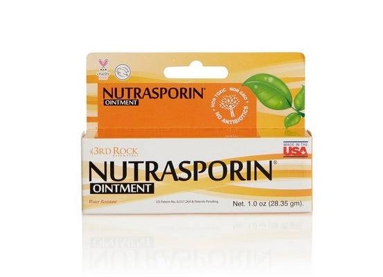 Nutrasporin all natural first aid ointment in 1 oz water resistant tube packaging