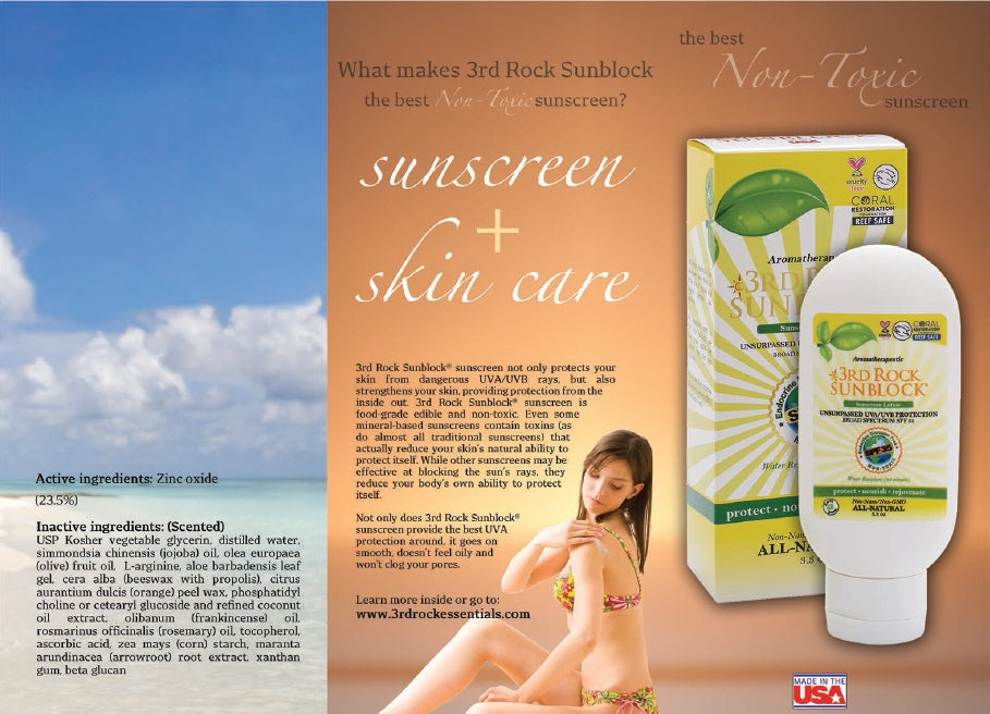 NEW 1.7 oz. SIZE! - 3rd Rock Sunblock® Sunscreen Lotion - Aromatherapeutic - Zinc Oxide 35 SPF